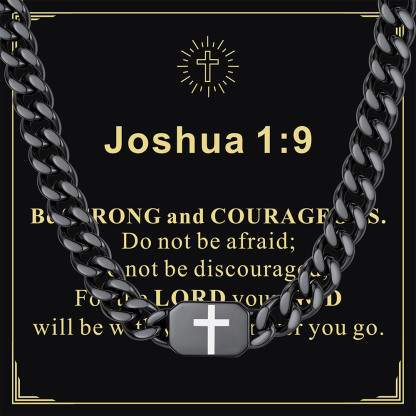 Custom Religious Cross Cuban Link Necklace 7MM black for him