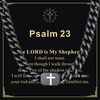 Custom Religious Cross Cuban Link Necklace 7MM black For Grandson