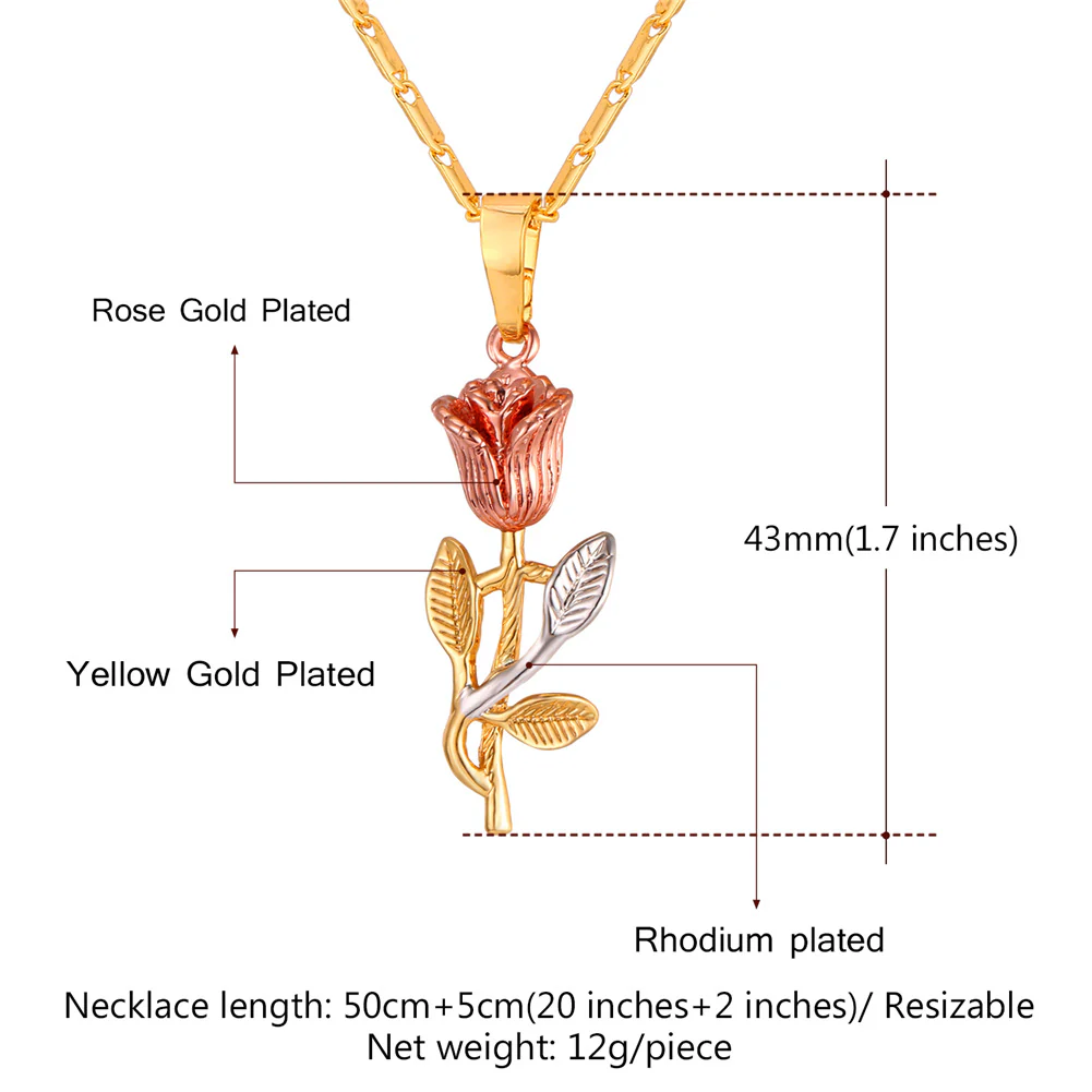 Flash Sale Rose Pendant Necklace SIZE