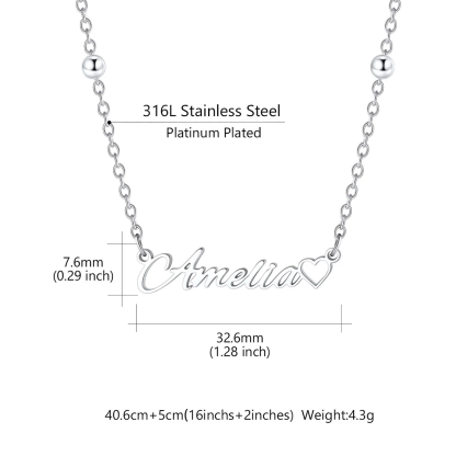 Custom Script Name Necklace with Heart size