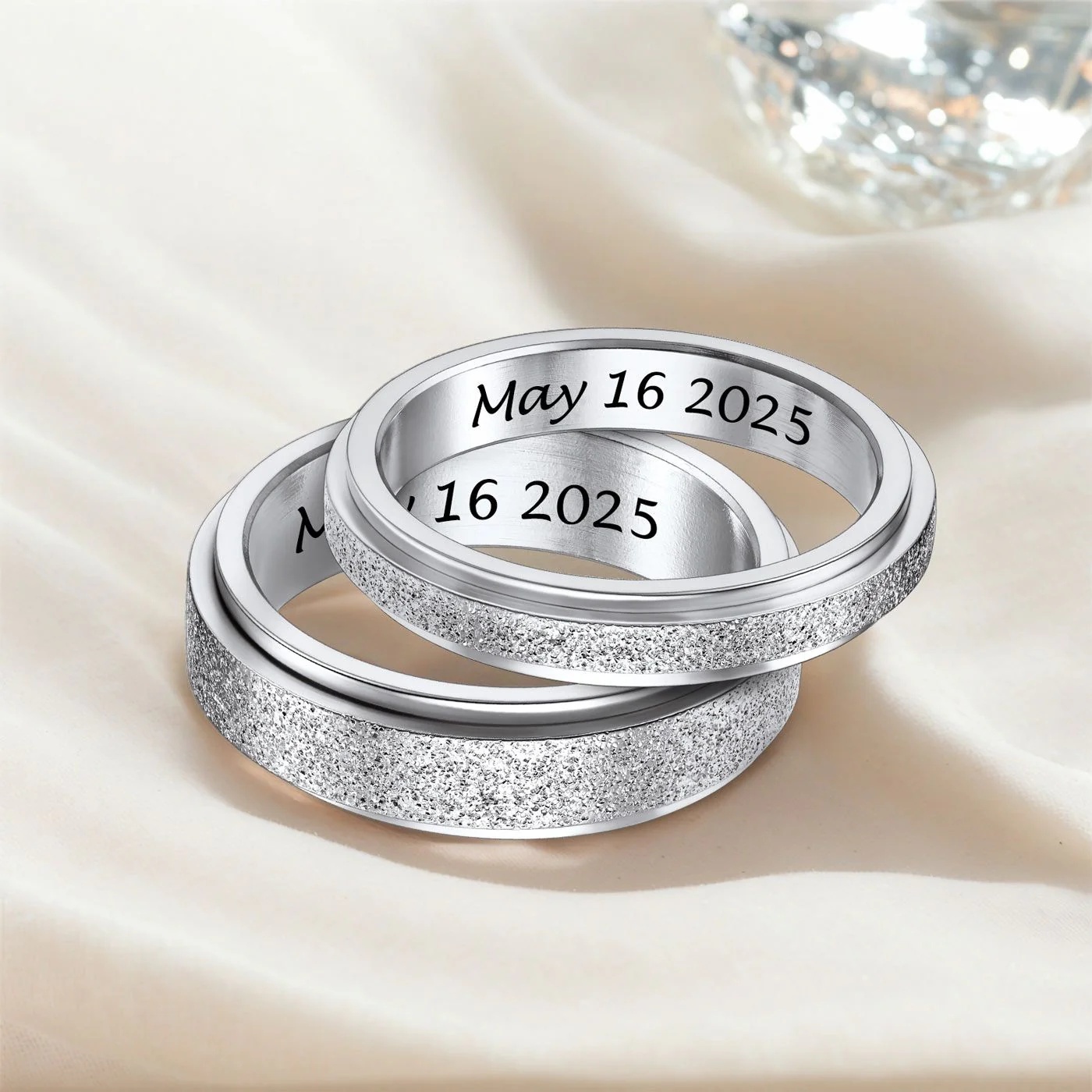 Custom Spinner Promise Rings for Couple Stainless Steel