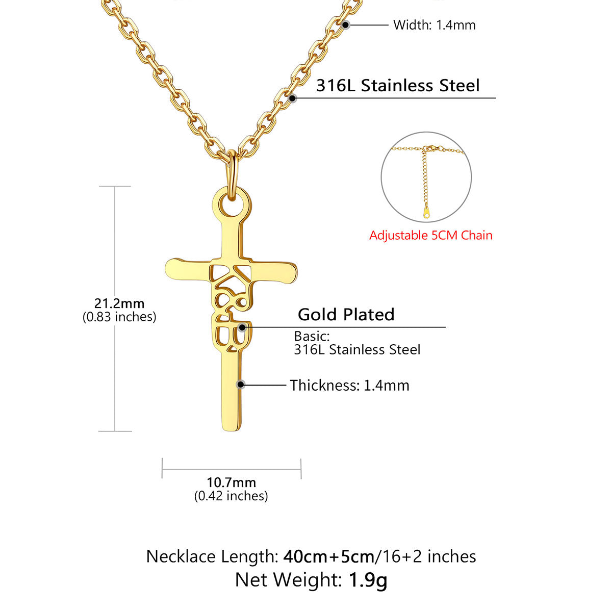 Custom Stainless Steel Cross Name Necklace