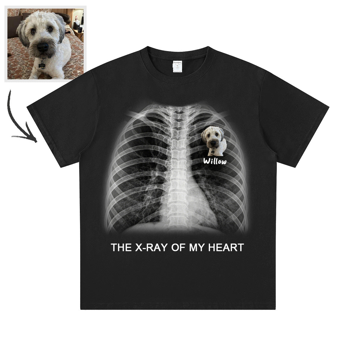 Custom "X-Ray of My Heart" Text T-Shirt for men