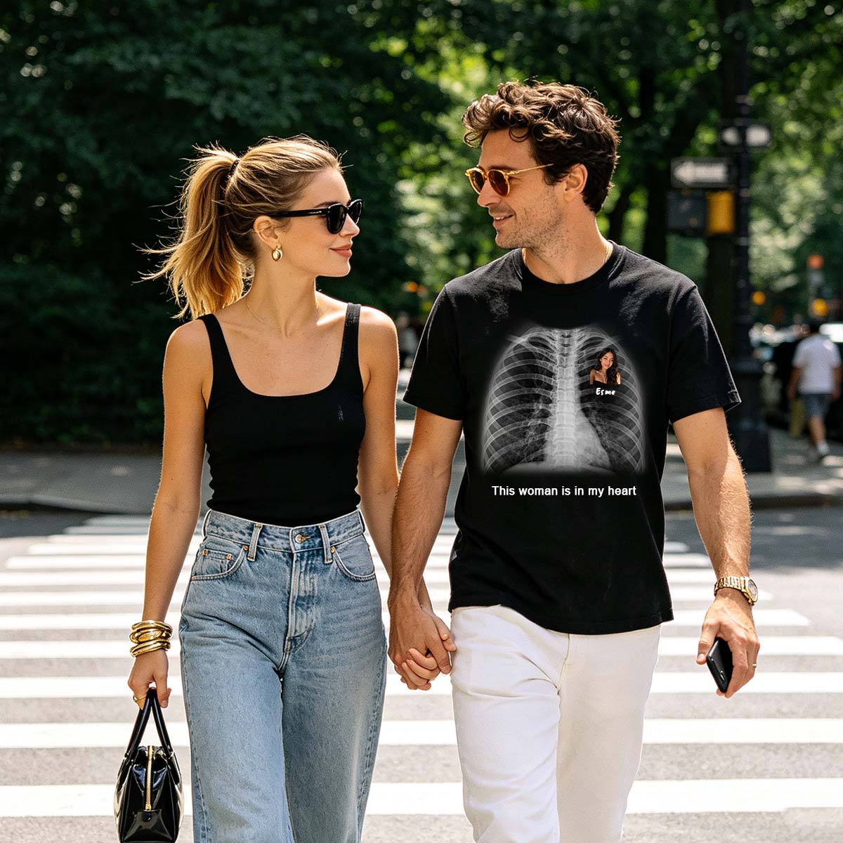 Custom "X-Ray of My Heart" Text T-Shirt gift for couple