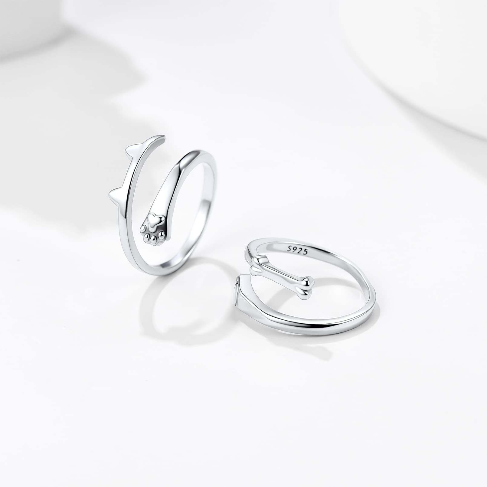 Custom4U Adorable Bone Shaped Adjustable Ring