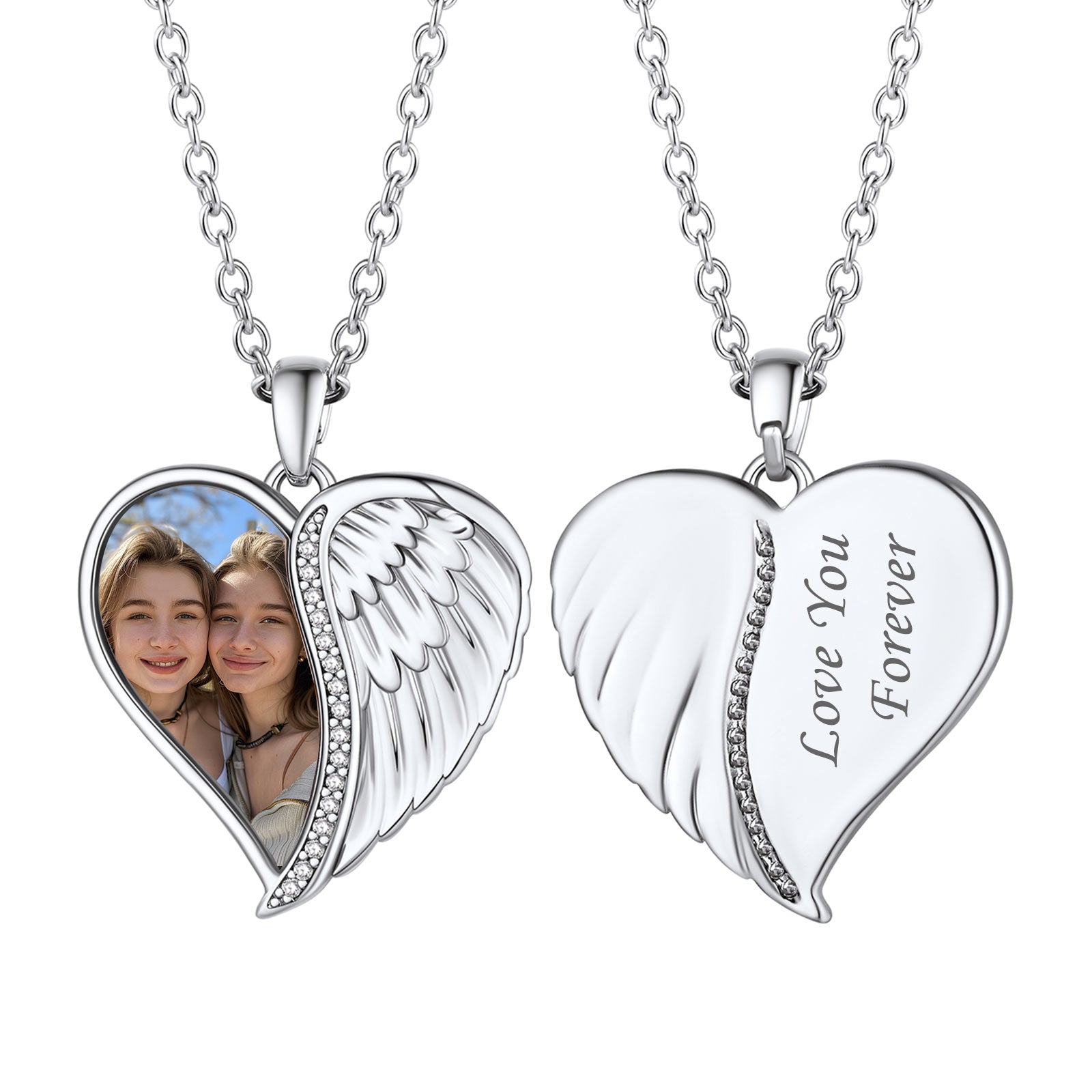 Custom4U Angel Wings Necklace silver