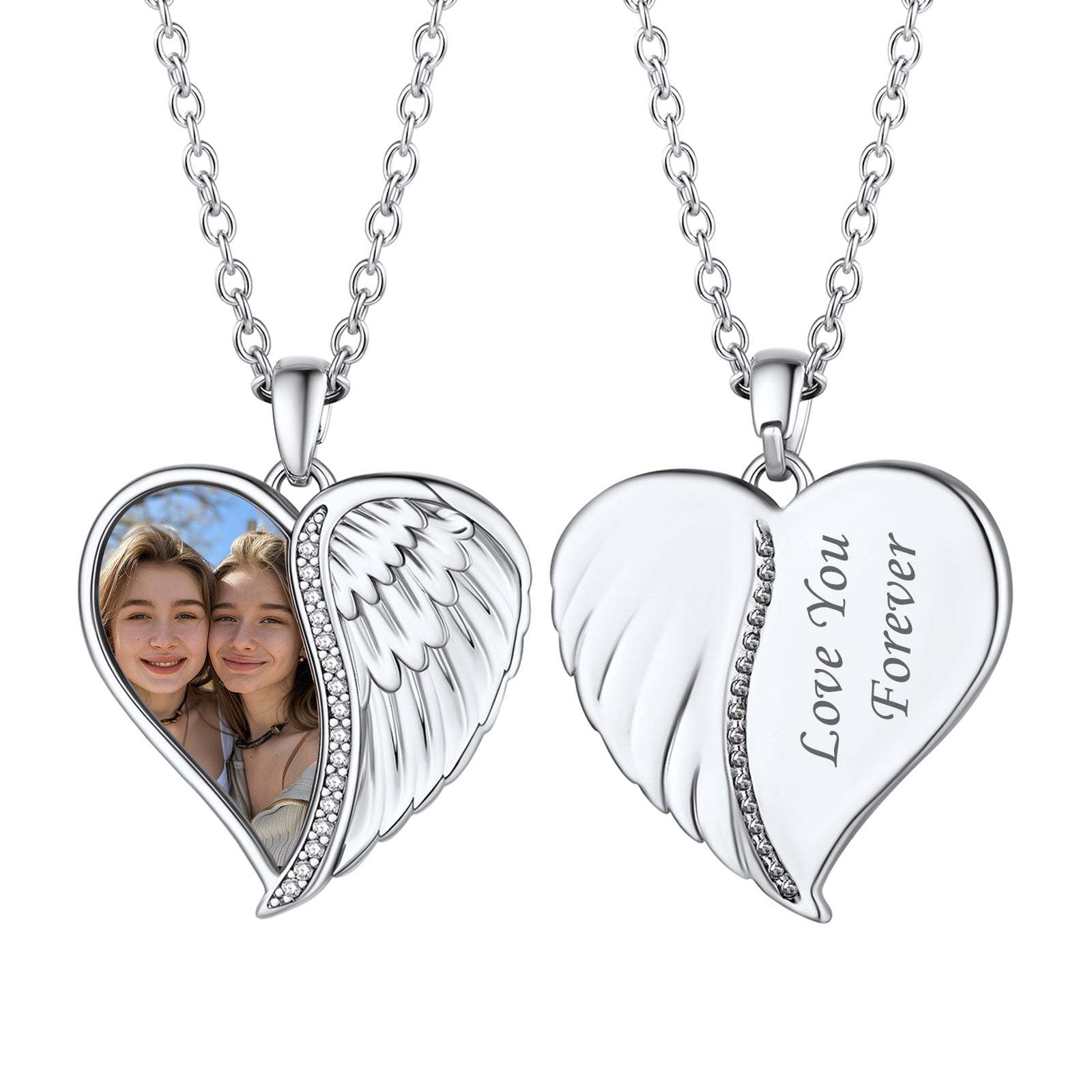 Custom4U Angel Wings Necklace silver