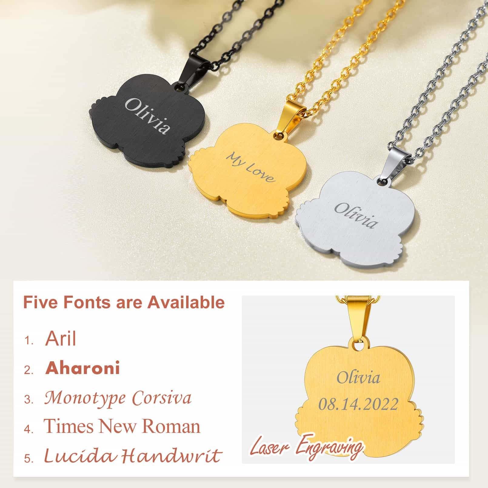 Custom4U Baby Feet Photo Necklace 5 Font Available