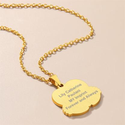 Custom4U Baby Feet Photo Necklace Gold