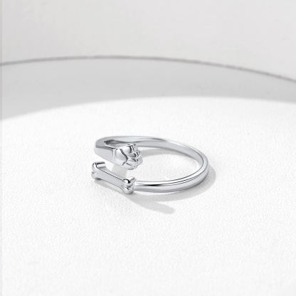 Custom4U Bone Shaped Adjustable Name Ring