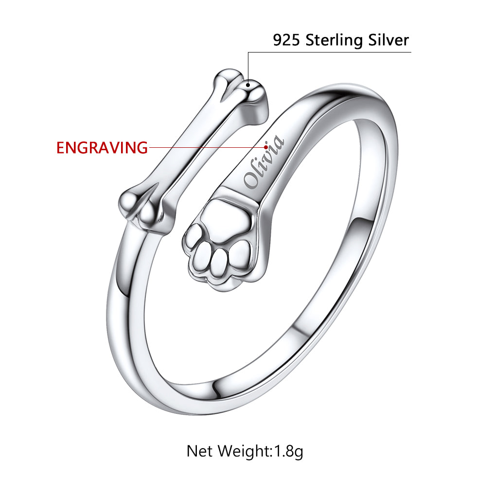 Custom4U Bone Shaped Adjustable Ring Size