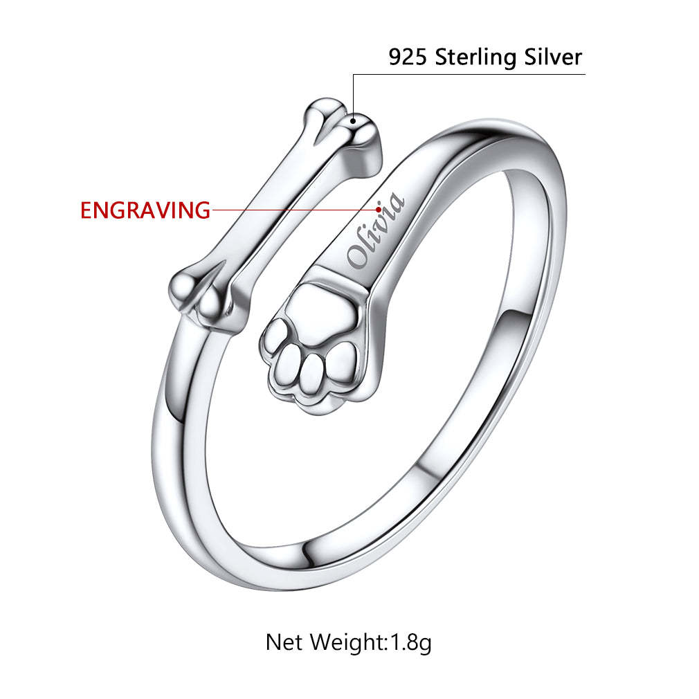 Custom4U Bone Shaped Adjustable Ring Size