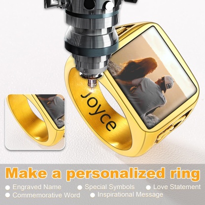 Custom4U Celtic Knot Square Signet Engraved Ring