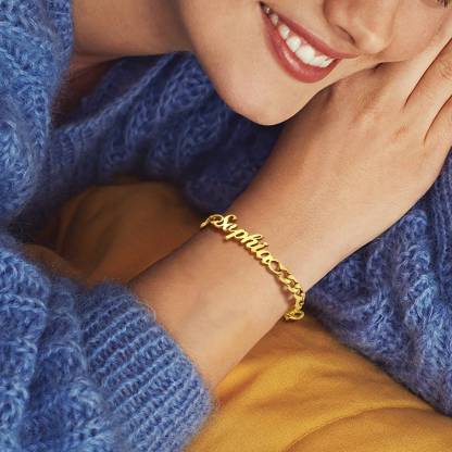 Custom4U Custom Name Figaro Chain Bracelet