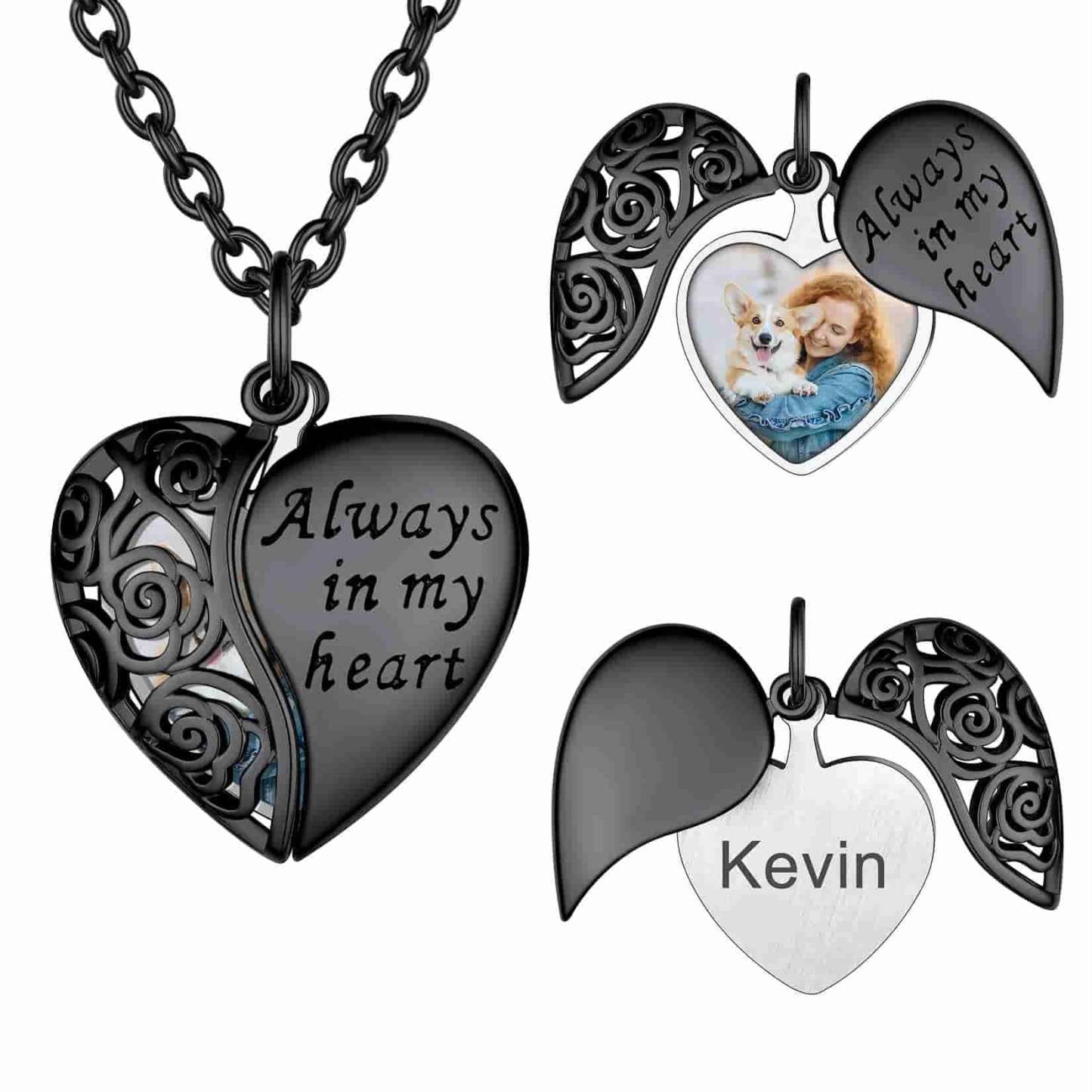 Custom4U Customized Engraved Rose Heart Photo Locket