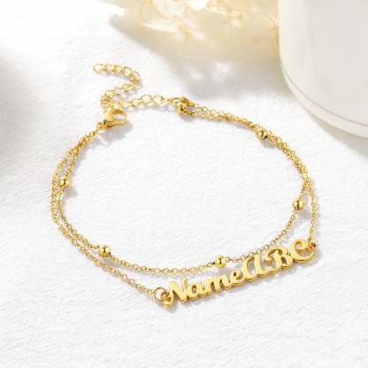 Custom4U Customized Name Anklet Layered Chain Ankle Bracelet