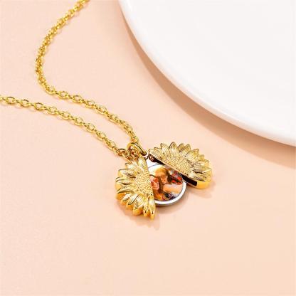 Personalized Photo Sunflower Locket Necklace for Women