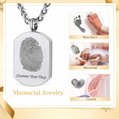 Dog Tag Photo Urn Necklace with Fingerprint