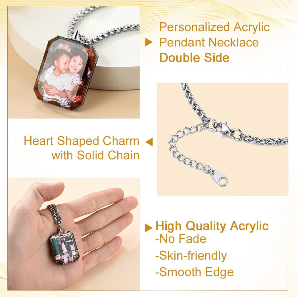 Custom4U Double sided Photo Necklace Detail