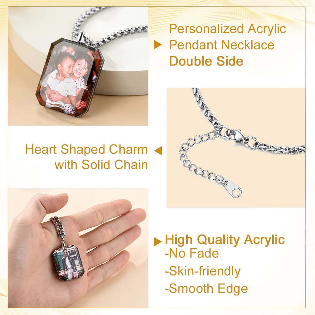 Custom4U Double sided Photo Necklace Detail