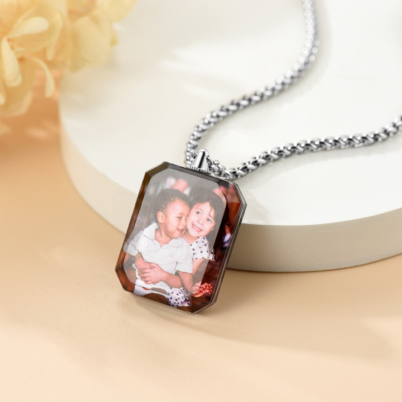 Custom4U Double sided Photo Necklace Tag Shaped