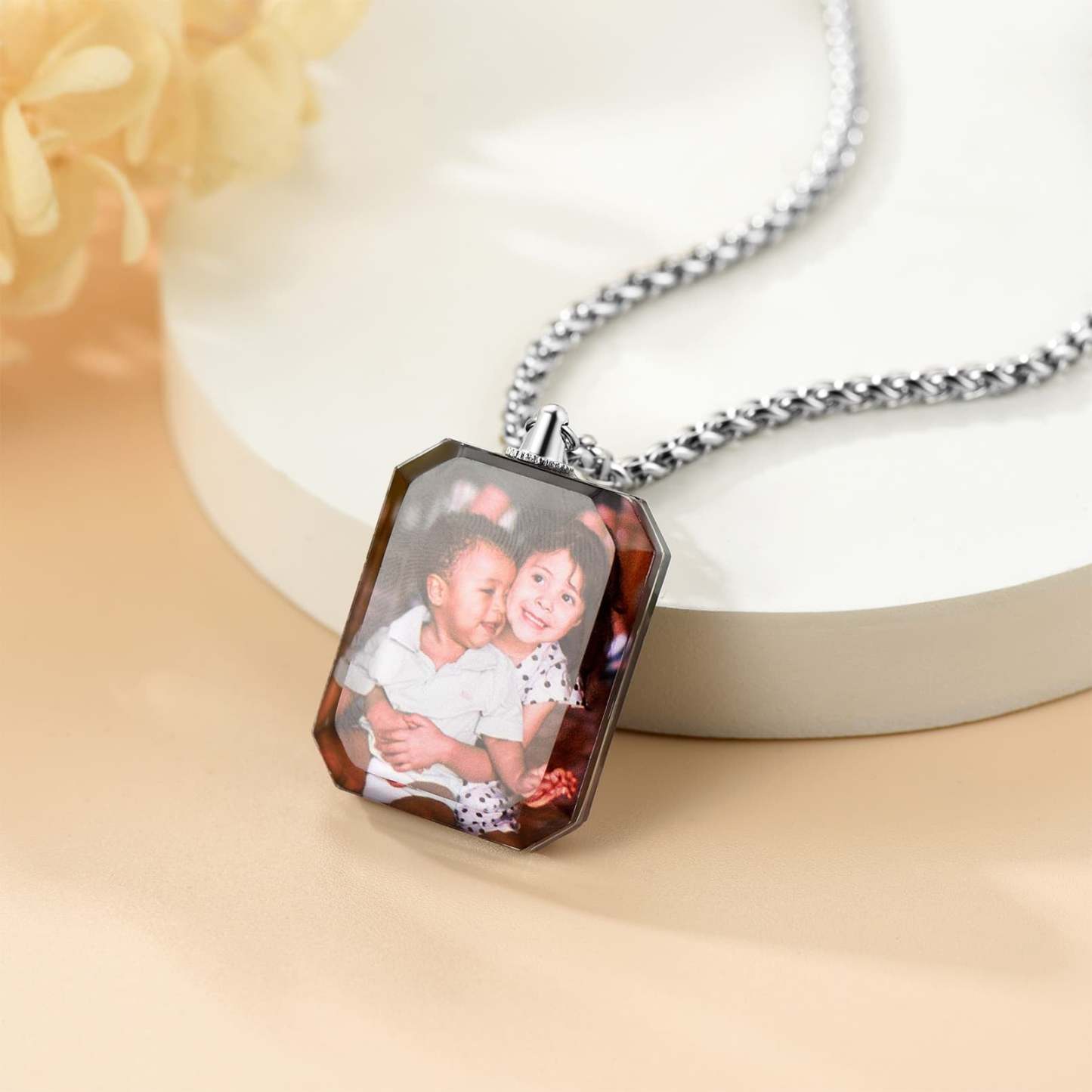 Custom4U Double sided Photo Necklace Tag Shaped