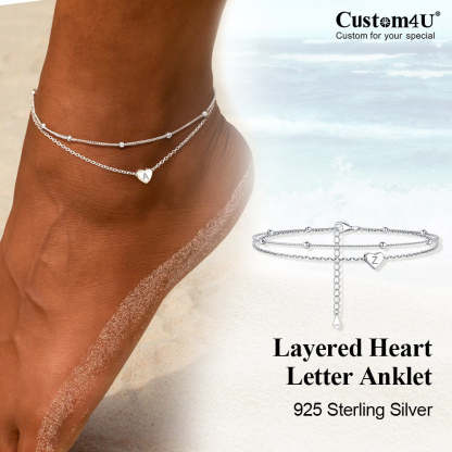Custom4U Heart 26 Initial Anklet