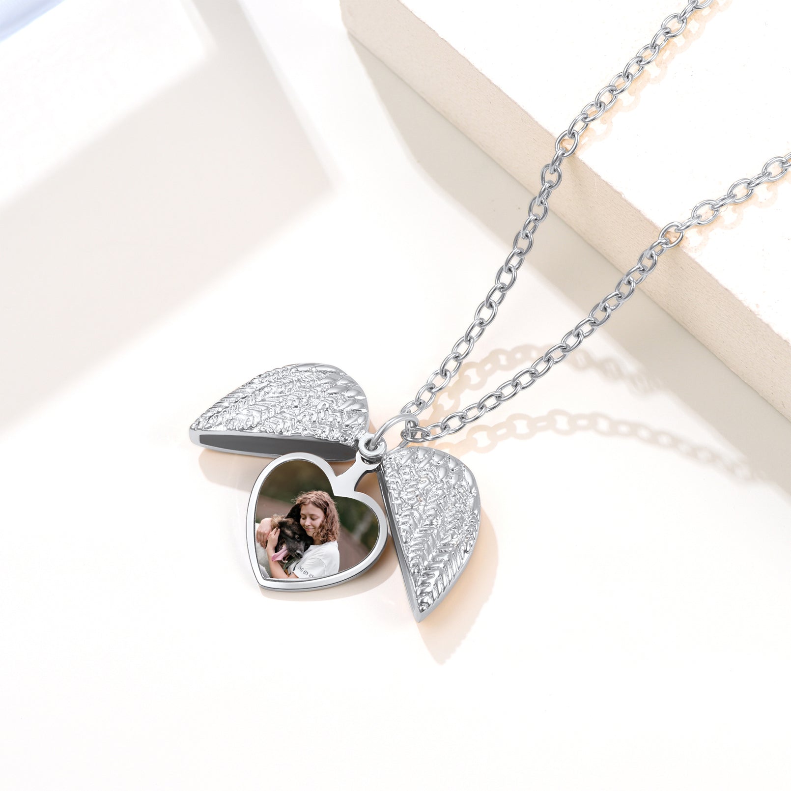 Custom4U Heart Locket Necklace Steel