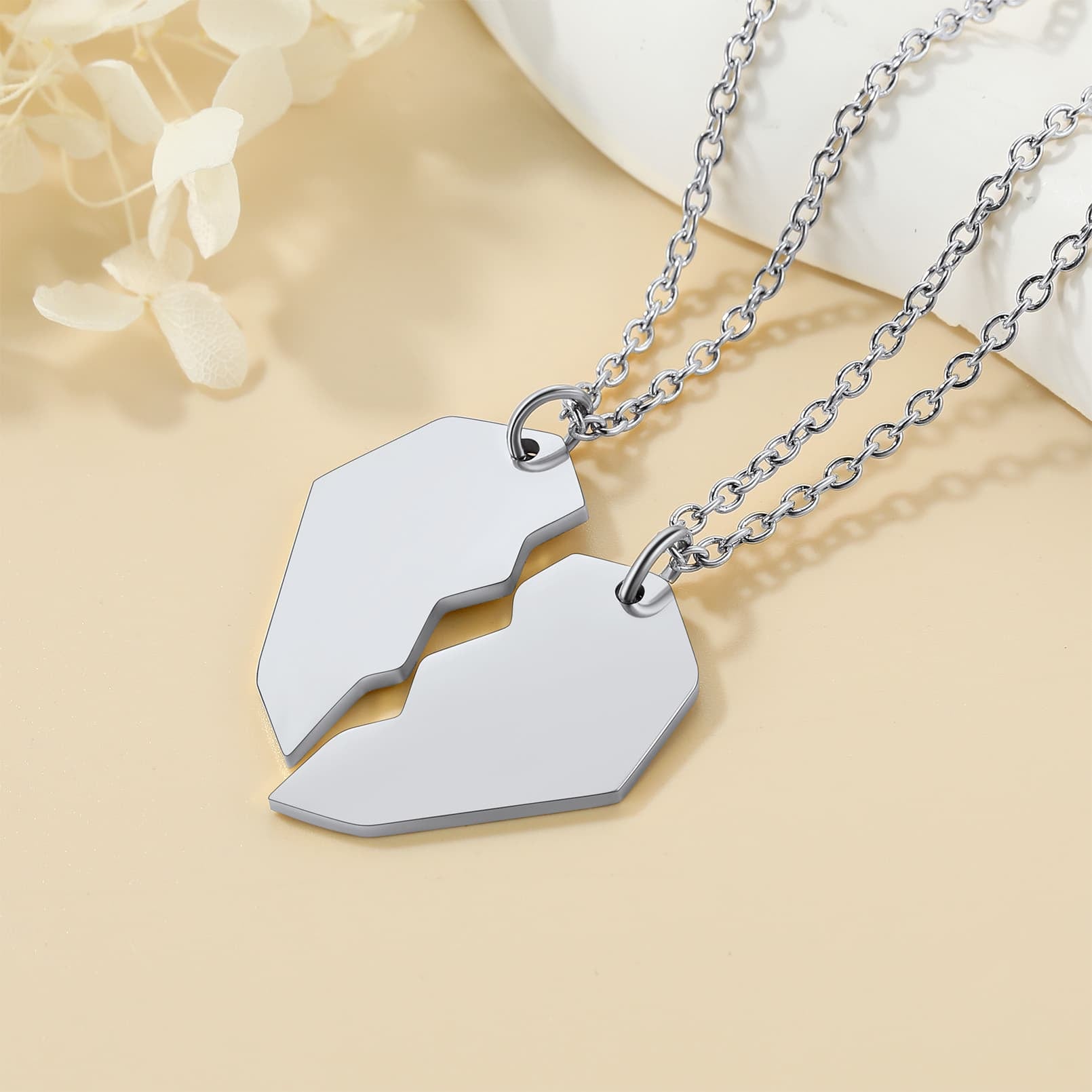 Custom4U Heart  Puzzle Matching Necklace Steel