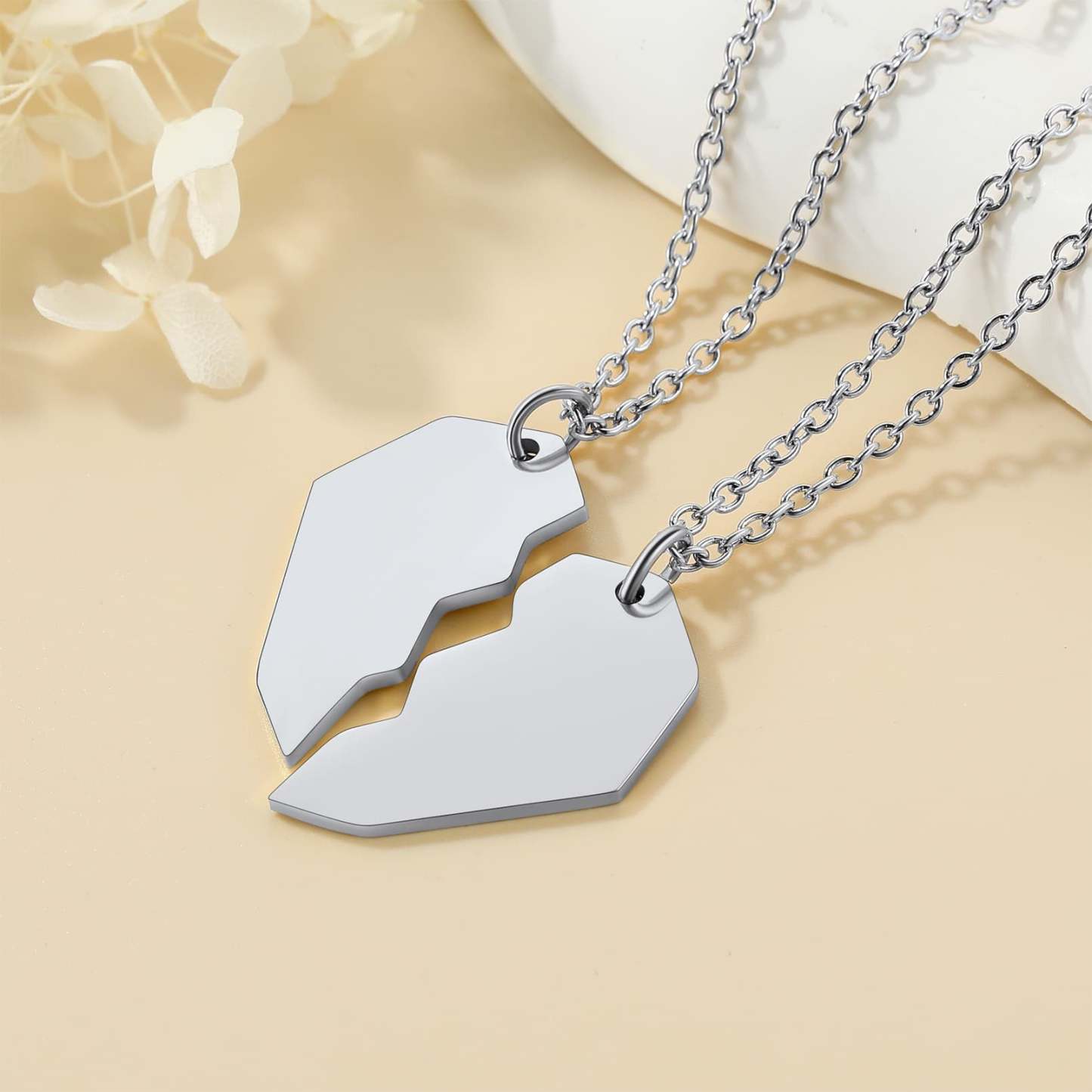 Custom4U Heart  Puzzle Matching Necklace Steel