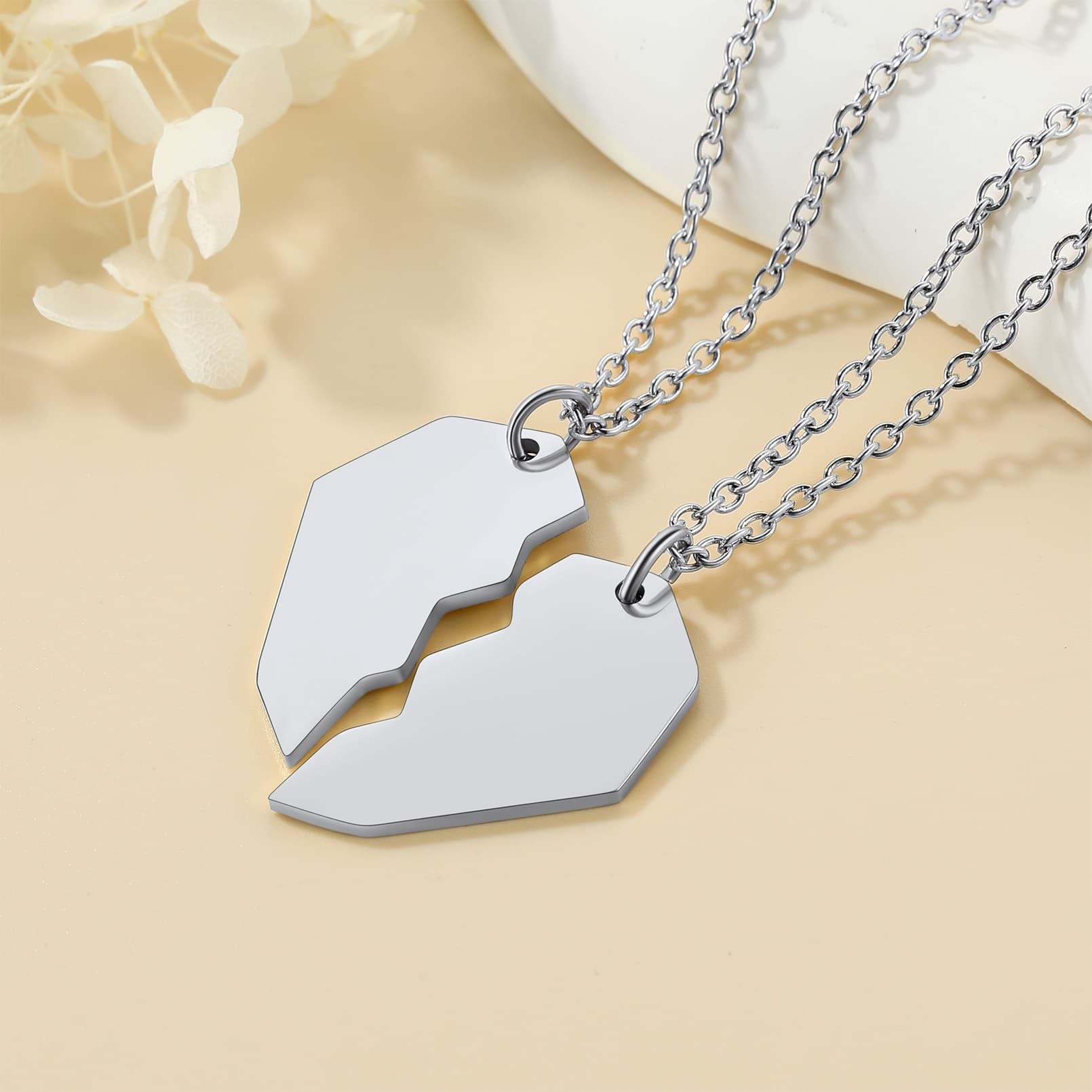 Custom4U Heart  Puzzle Matching Necklace Steel