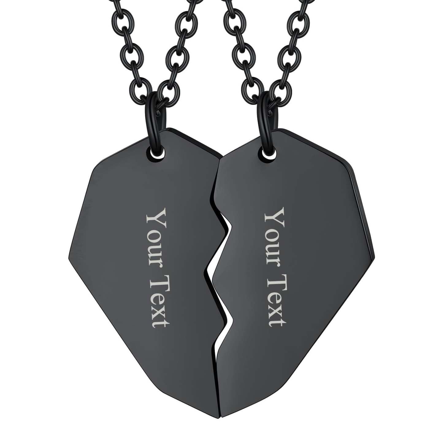 Custom4U Heart  Puzzle Name Necklace Black