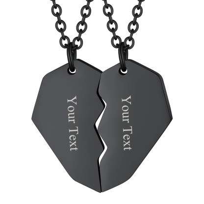 Custom4U Heart  Puzzle Name Necklace Black