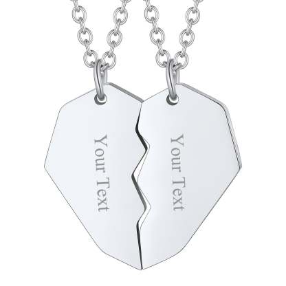 Custom4U Heart  Puzzle Name Necklace Steel