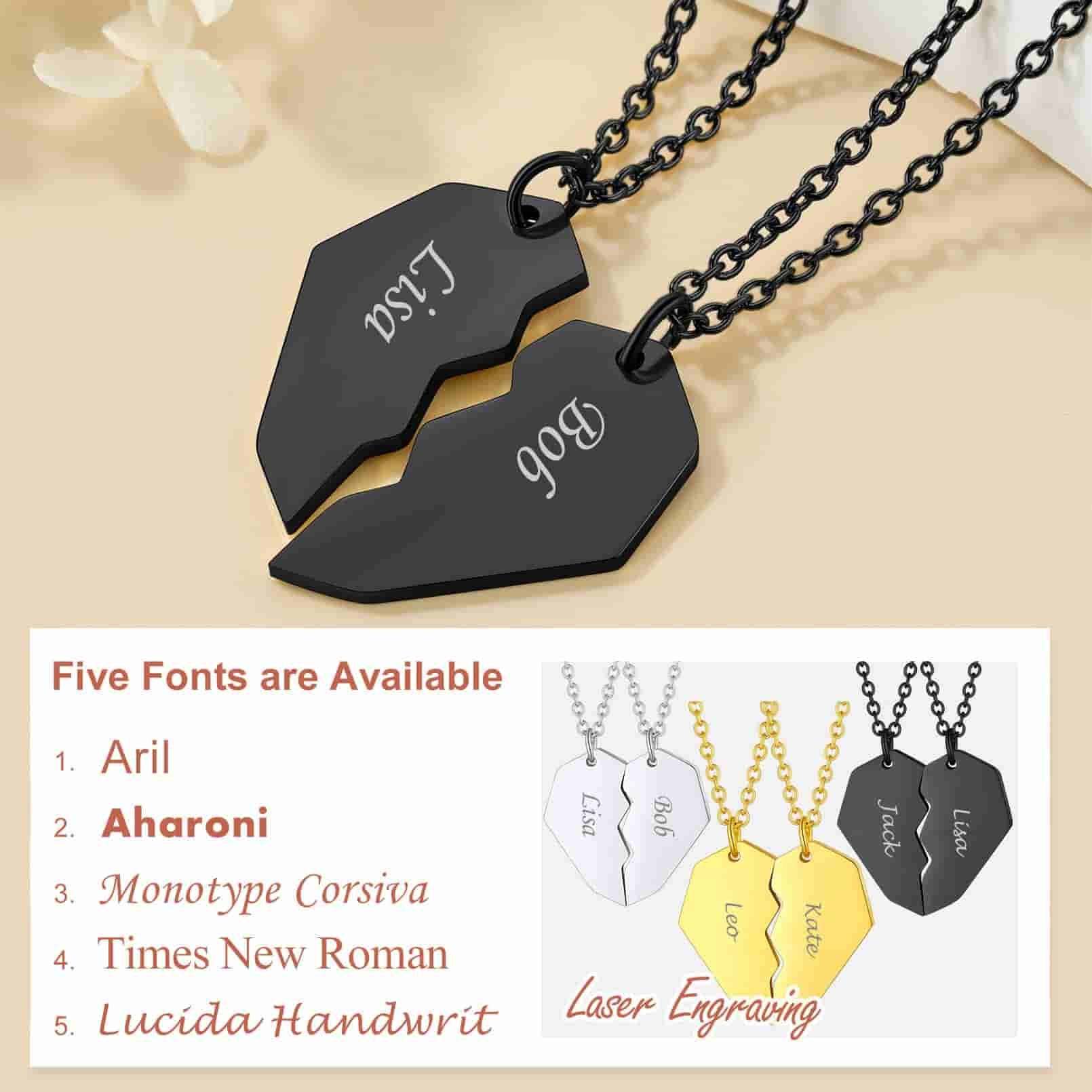 Custom4U Heart Puzzle Necklace 5 Font available