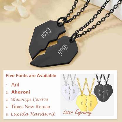 Custom4U Heart Puzzle Necklace 5 Font available