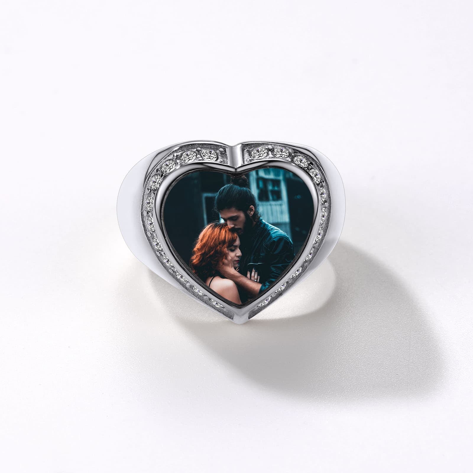 Custom4UHeart Shape Signet Photo Rings