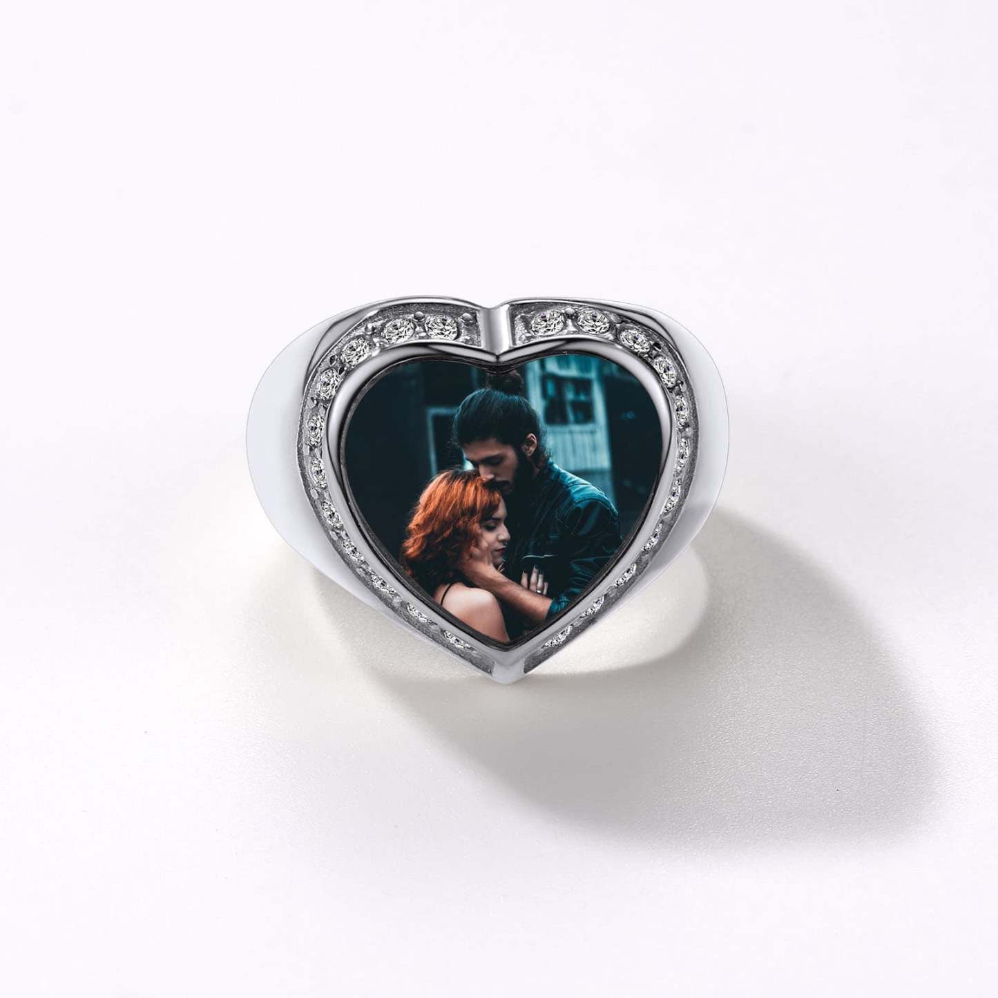 Custom4UHeart Shape Signet Photo Rings