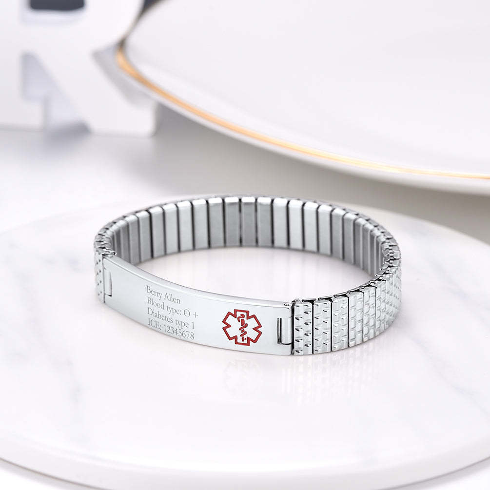 Custom4U Medical Alert Bracelets Steel