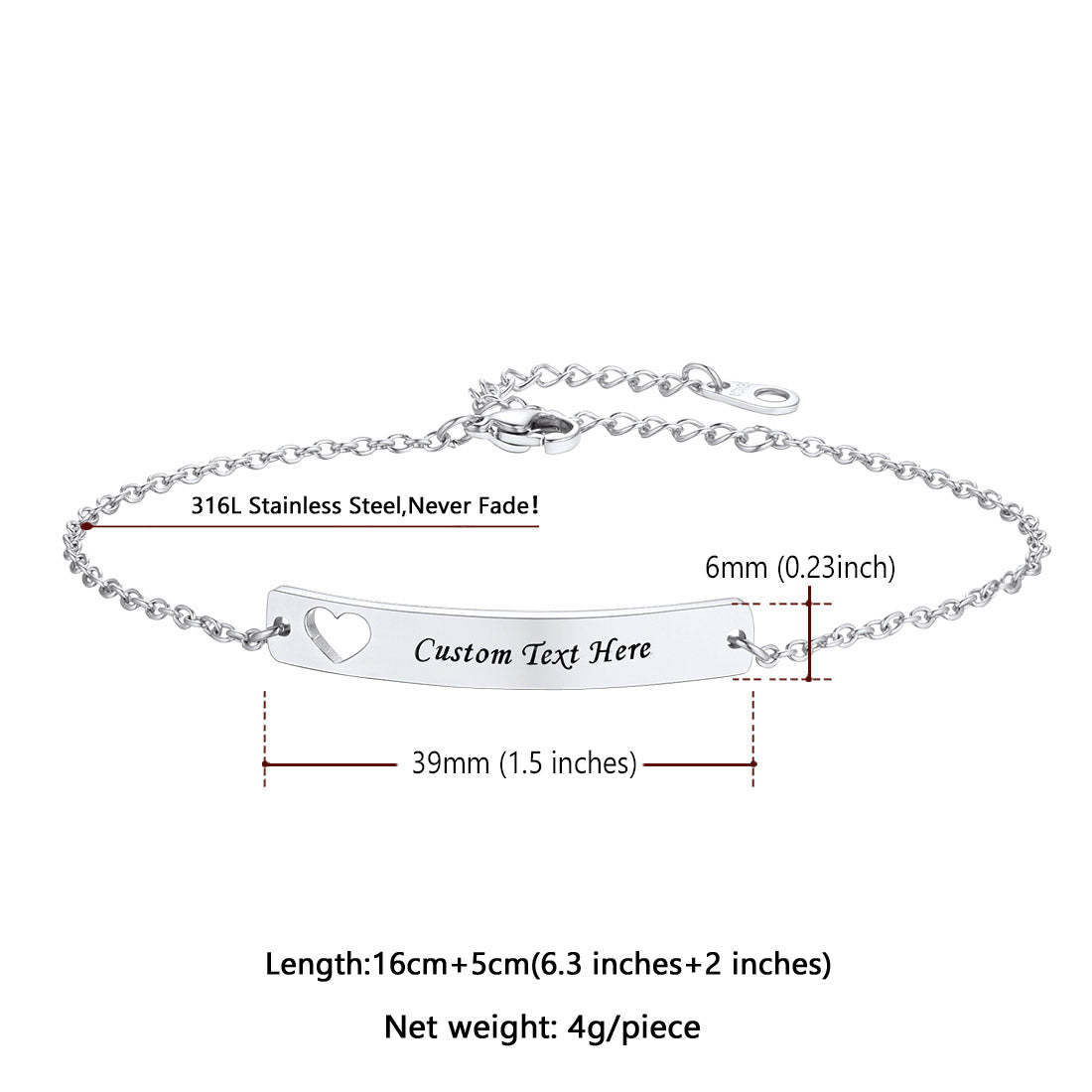 Custom4U Name Bar Chain ID Bracelets