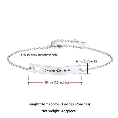 Custom4U Name Bar Chain ID Bracelets