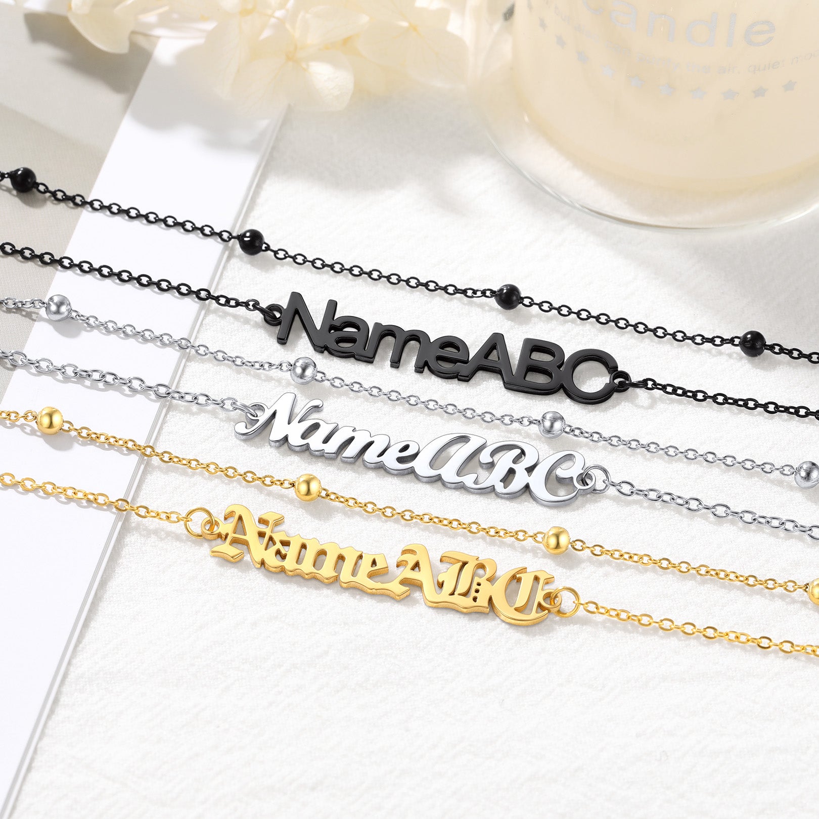 Custom4U Customized Name Anklet Layered Chain Ankle Bracelet