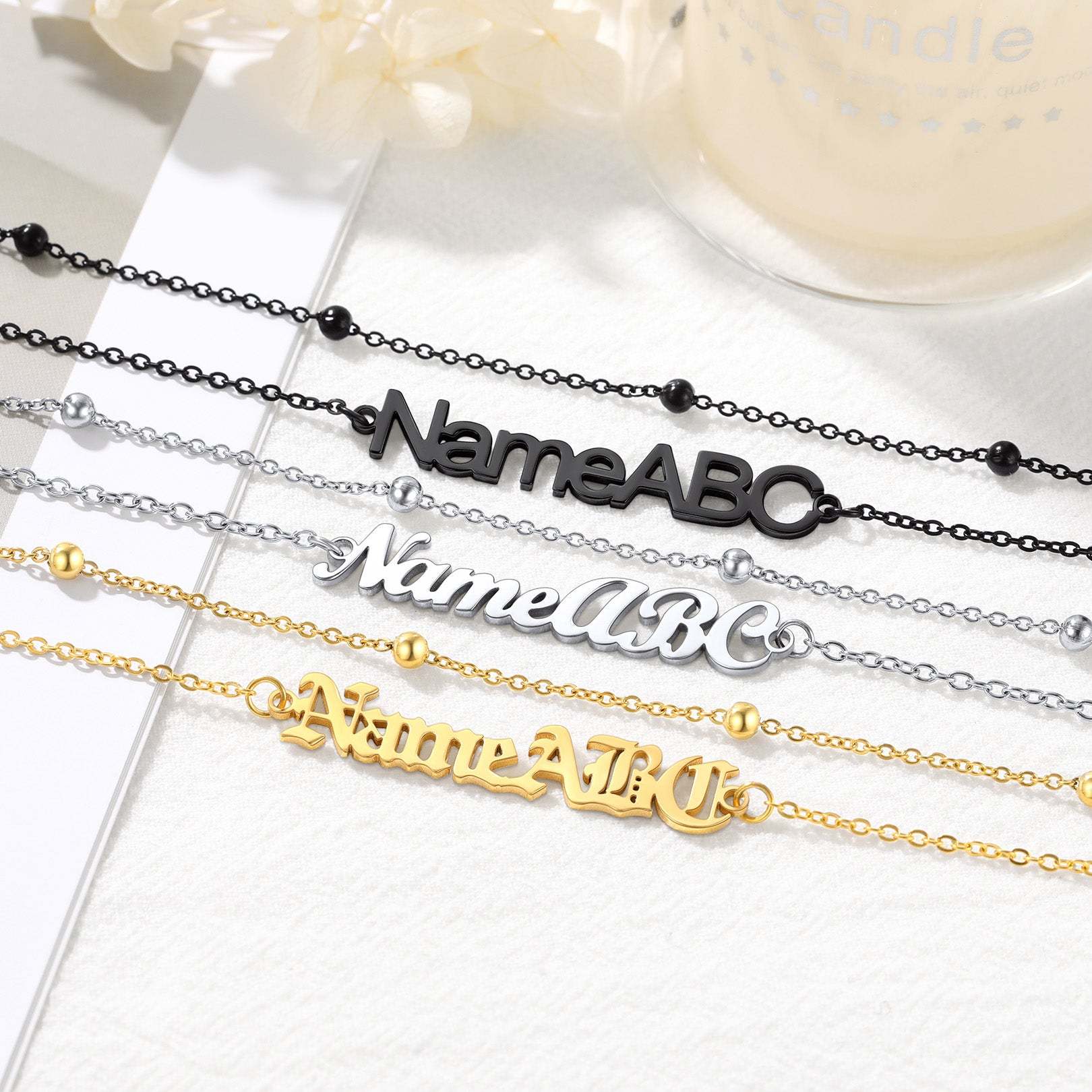 Custom4U Customized Name Anklet Layered Chain Ankle Bracelet