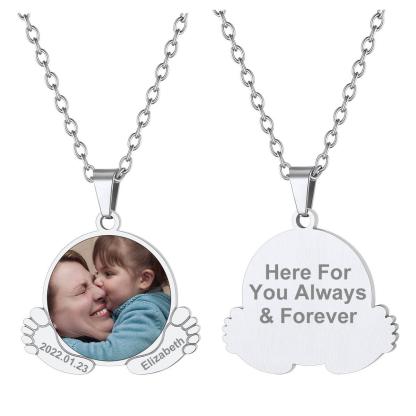 Personalized Baby Feet  Necklace with Pictures for Mom
