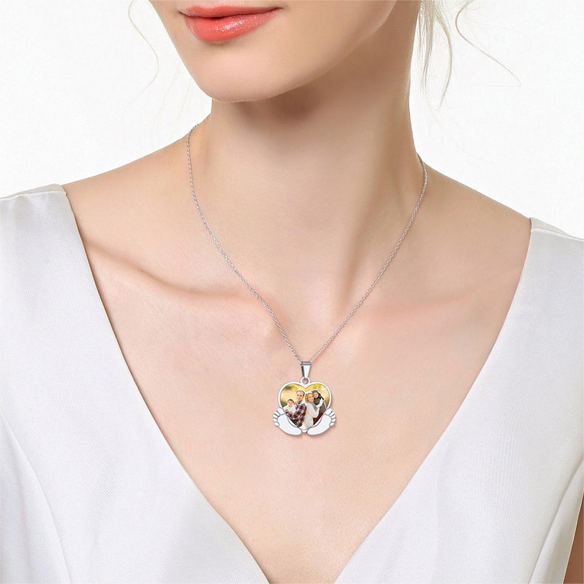 Custom4U Personalized Baby Feet Photo Necklace