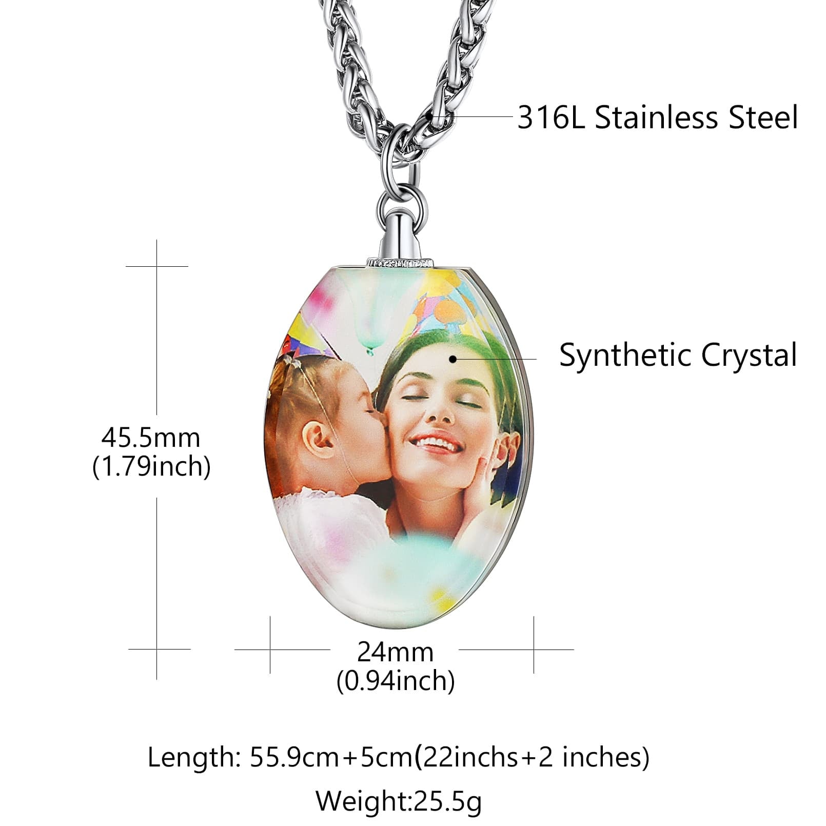 Custom4U Personalized Double sided Photo Necklace Size