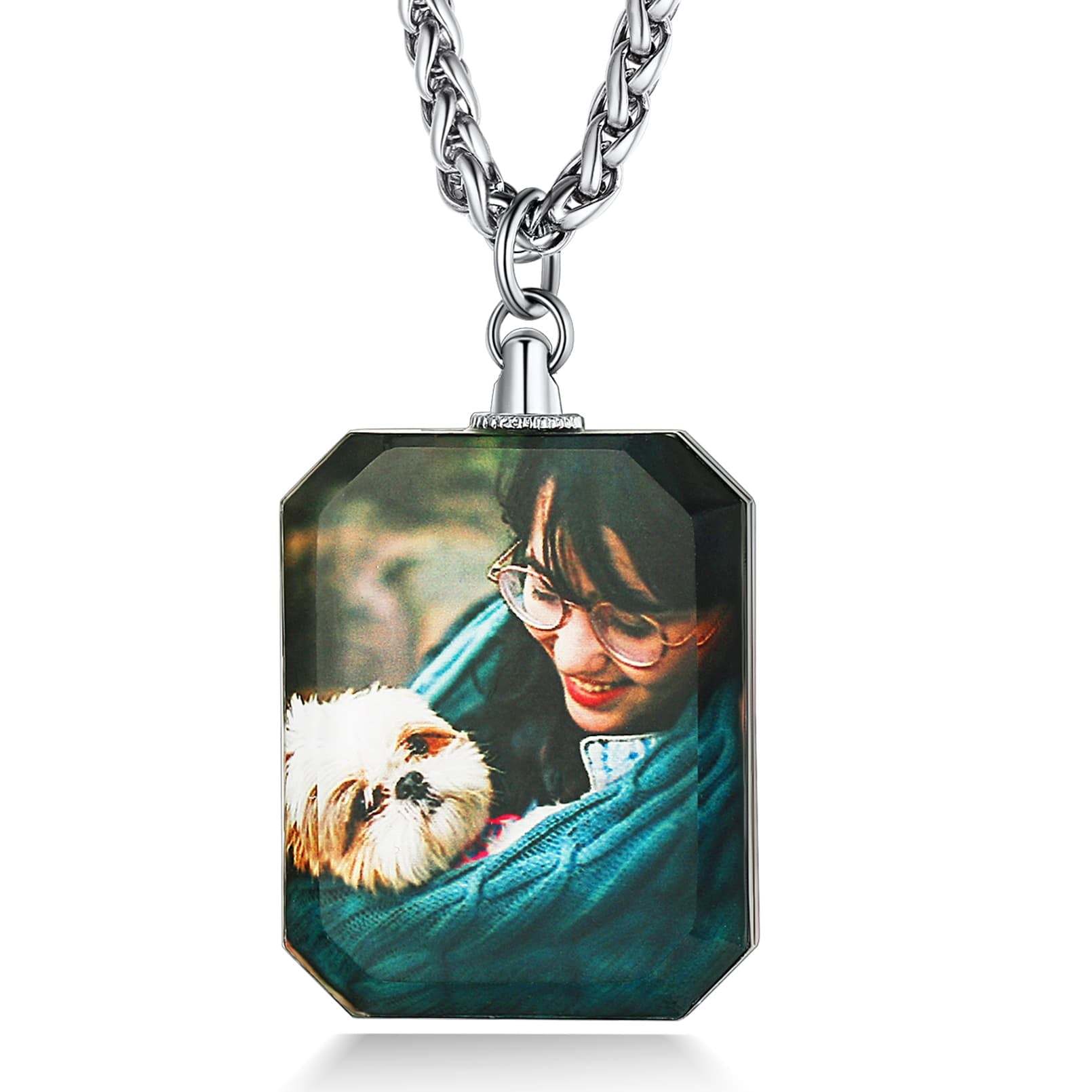 Custom4U Personalized Double sided Photo Necklace Tag Shaped