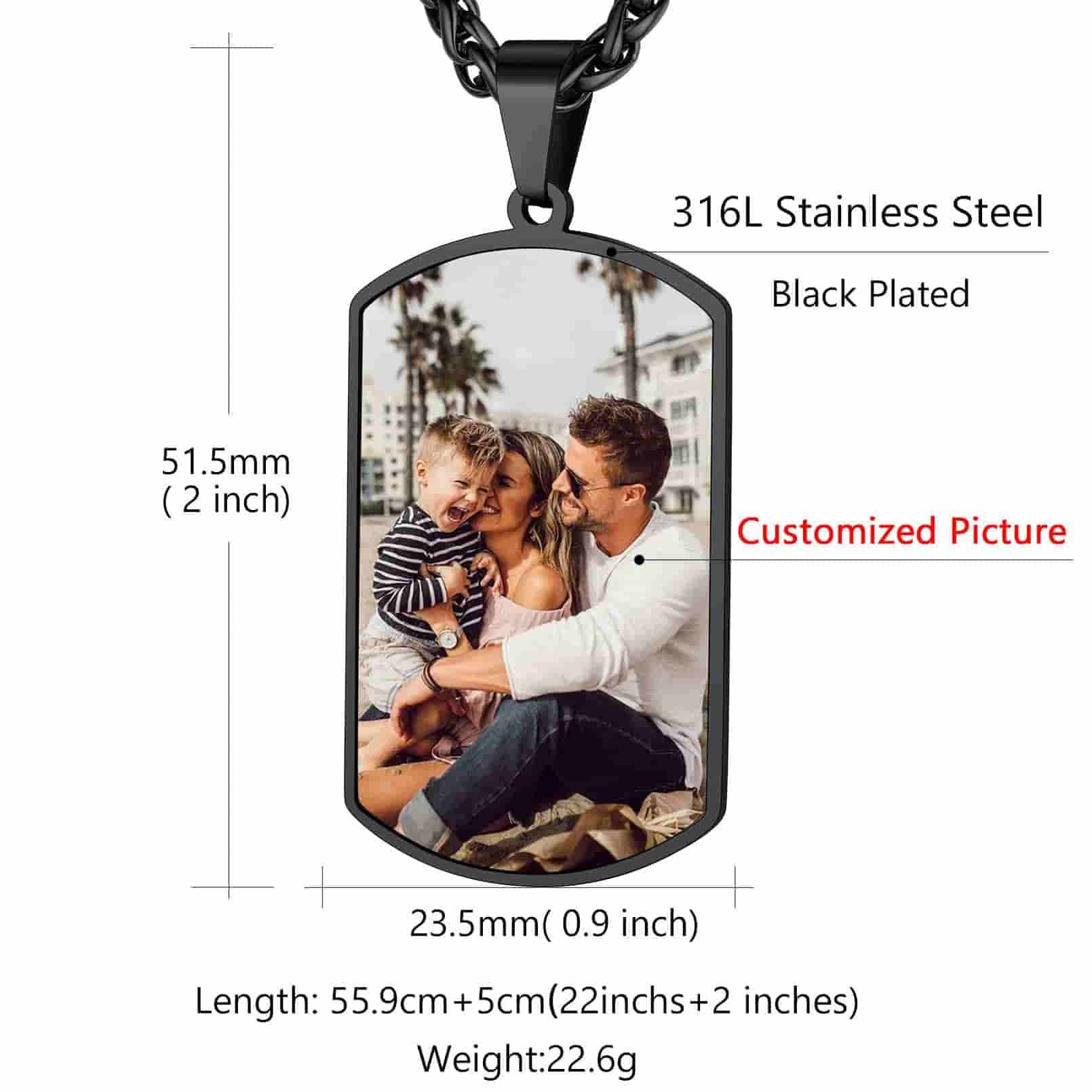 Custom4U Personalized Fingerprint Dog Tag Necklace Size