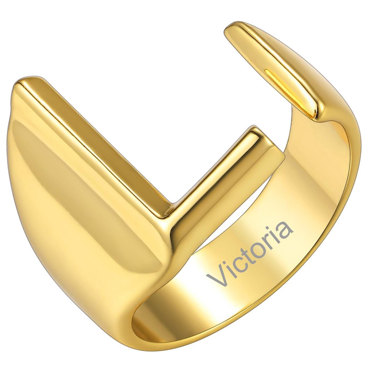 Custom4U Personalized Initial Adjustable Ring Gold L