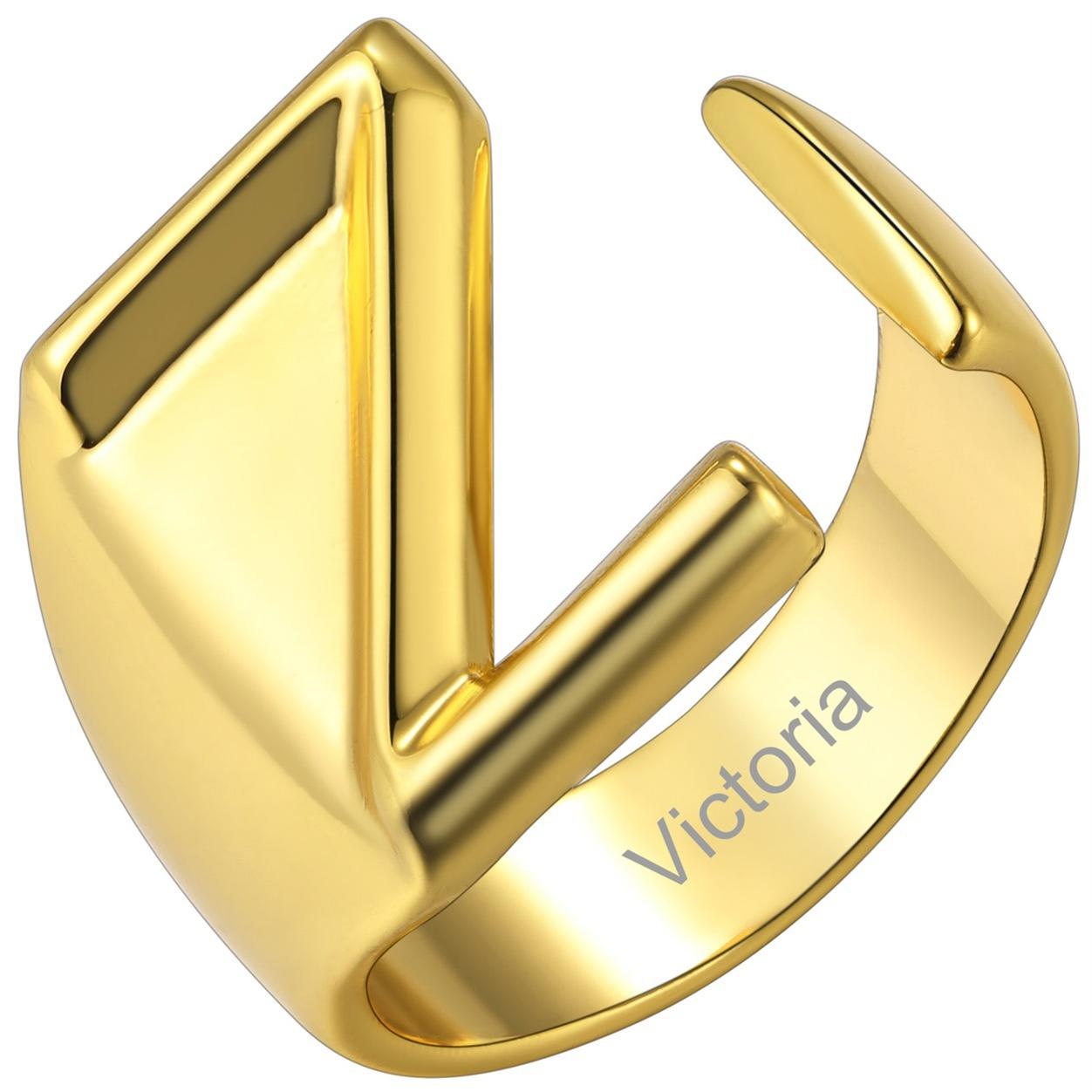 Custom4U Personalized Initial Adjustable Ring Gold Z